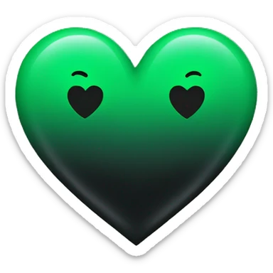 Half black and half Green heart sticker