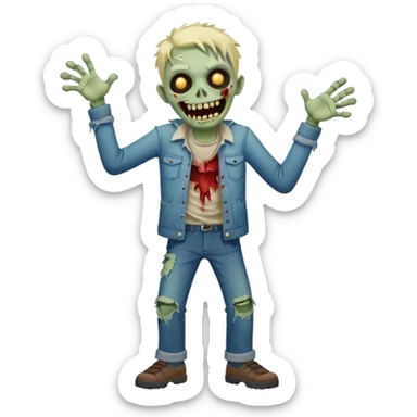 A cute, cheerful zombie is laughing at full length sticker