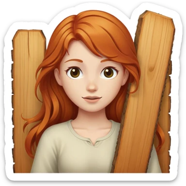 girl with ginger hair brandishing planks of wood sticker