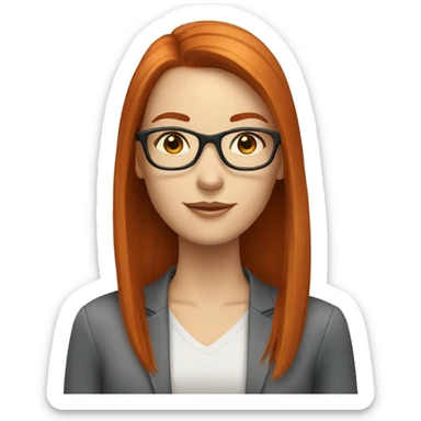 redhead white woman with long straight hair and glasses sticker