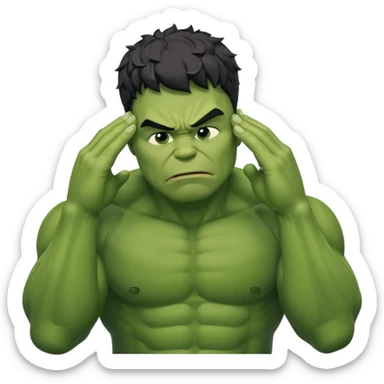 Create a man in a Hulk costume with his hand on his forehead and eyes closed (disappointment) sticker