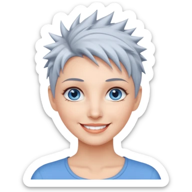 Pretty woman with blue eyes and gorgeous smile with short spikey grey hair sticker
