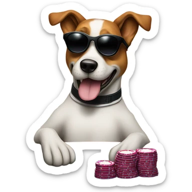 dog wins poker championship  sticker