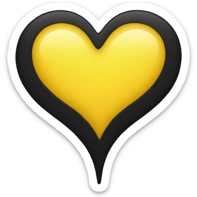 Half black and yellow heart sticker