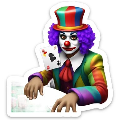 Sad emoji clown loses money at casino blackjack with date sticker