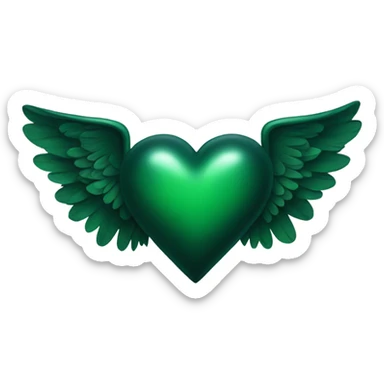 Dark Green heart with wings sticker
