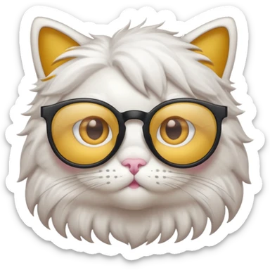 chat blanc à lunette opaque sticker