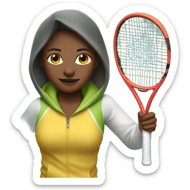 female tennis player wearing a hoodie sticker
