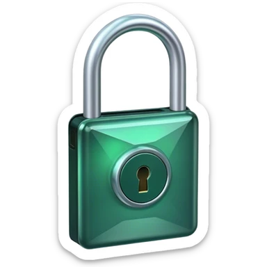 Holographic and glassmorphic dark green lock sticker