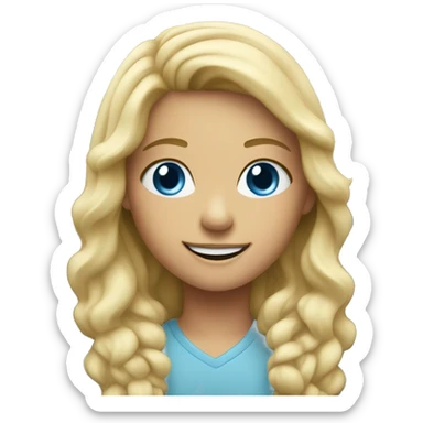 smiling girl in car interior with blue eyes sticker