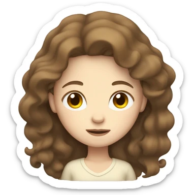 pale girl with wavy brown hair sleeping sticker