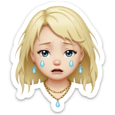 Neko girl. Crying because lost n sticker