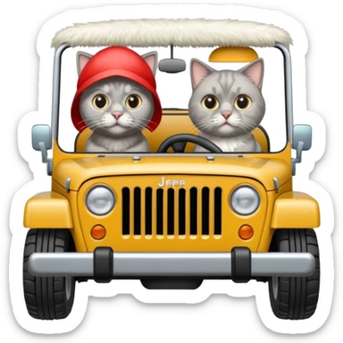 weimaraner in a jeep with a Persian cat  sticker