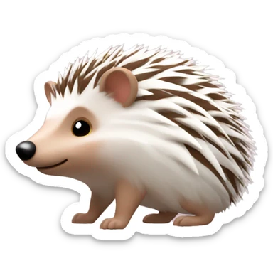 Hedgehog white brown quills one pink ear one brown ear different colored ears  sticker