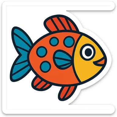fish in vibrant toon style, colorful, lively sticker