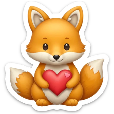 renard kawai avec un coeur jaune sticker