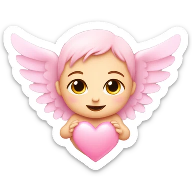 Baby pink heart with wings sticker