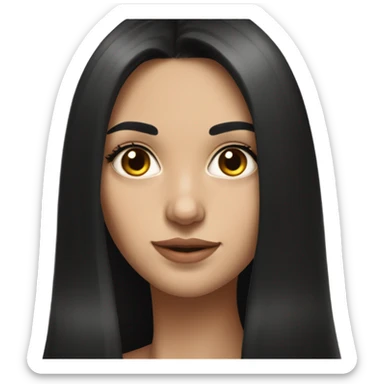 Hyper Realistic Beautiful Spanish girl brown eyes straight very long dark black hair  sticker