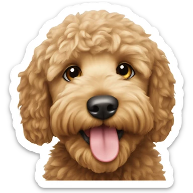 Mini goldendoodle with squirrel in mouth  sticker