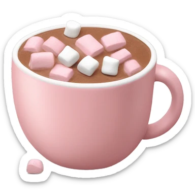 Light Pink mug of hot chocolate with marshmallows  sticker