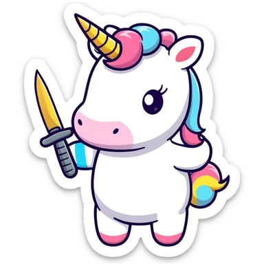 Unicorn with a knife sticker