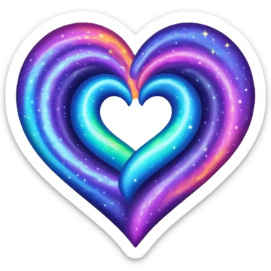 Galaxy print heart sticker
