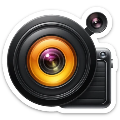 A camera lens, with flash sticker