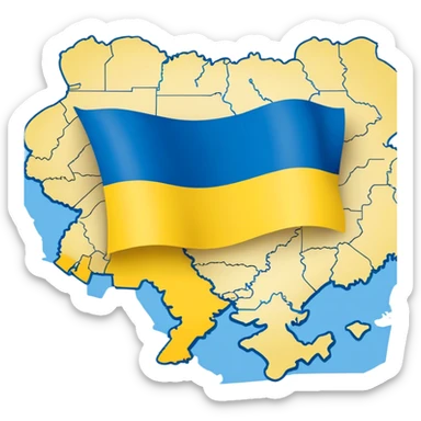 flag of Ukraine on the background of the map of Ukraine sticker