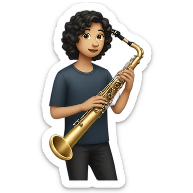 Dark haired 17 year old playing the clarinet sticker