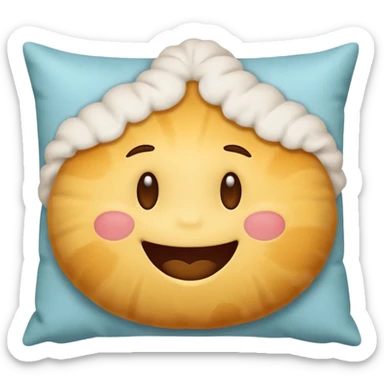 an emoji eating a pillow sticker