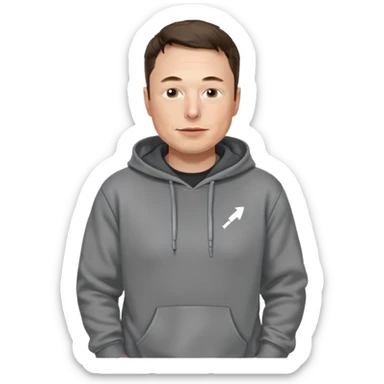 elon musk in gray hoodie full height sticker