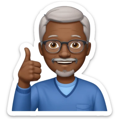 African American short graying hair and graying goatee man with eyeglasses giving thumbs up sign sticker