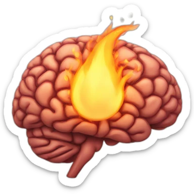 brain with fire on it sticker