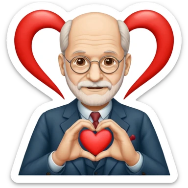 An emoji of sigmund freud making a heart with his hands sticker
