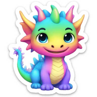 Kawaii pastel rainbow dragon with neon shirt   sticker