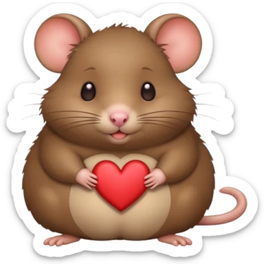 little fat rat with hearts sticker