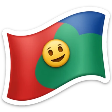 Emoji de bandera, mitad, azul y mitad inferior verde con un círculo rojo en el centro de la bandera en forma de rueda sticker