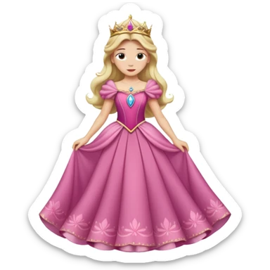Princesa aurora Disney com vestido grande roda com uma tiara pequena e corpo inteiro, sticker