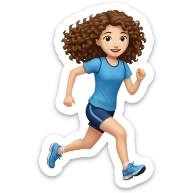 long curly brown hair girl running sticker