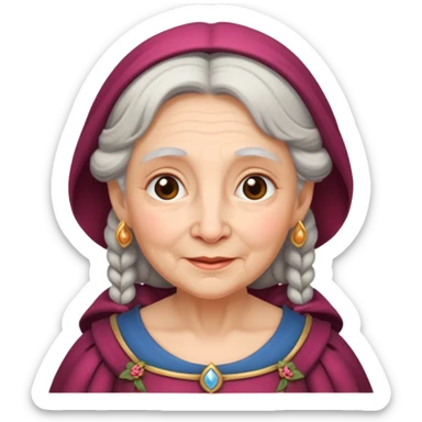 The kind and amiable grandmother in medieval fairy tales sticker