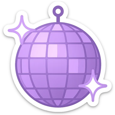 lilac disco ball, twitter emoji style sticker