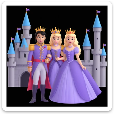 prince and princess disny dress close up photo in castle sticker