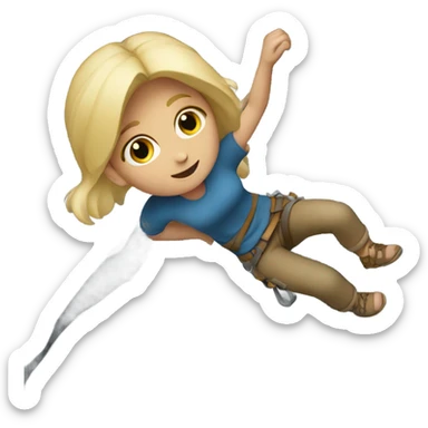 Blonde girl climbing a boulder sticker