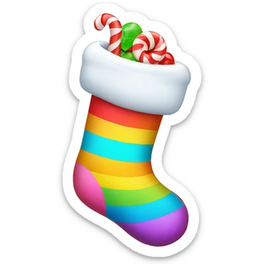 christmas stocking with pastel rainbow candy sticker