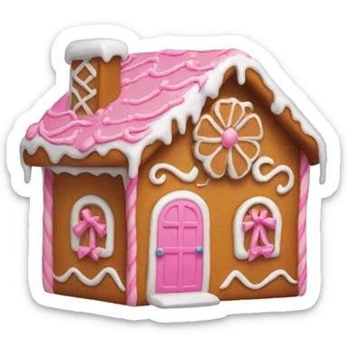 Gingerbread house with a pink bow  sticker