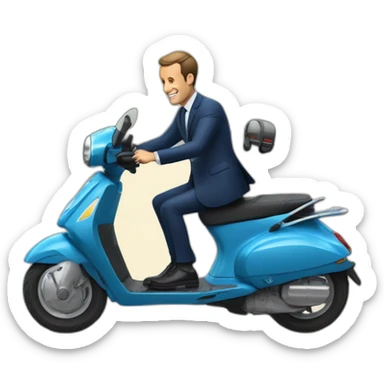 Macron sur un scooter Macron sur un scooter en train de cabrer je suis en train de créer des emoji sticker