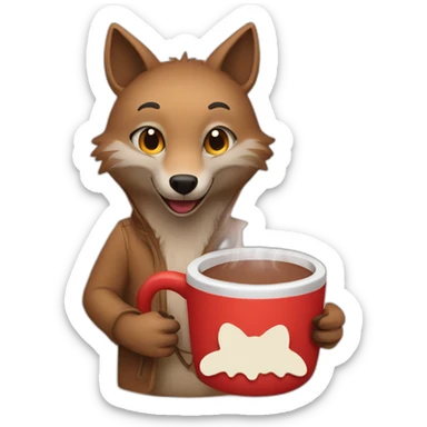 Jackal holding hot cocoa sticker