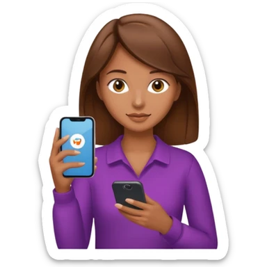 scrolling in phone or laptop brown hair women sticker