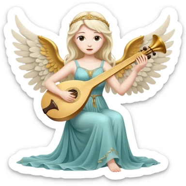 Muse of inspiration with wings and a lyre in her hand sticker