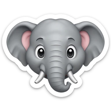 cinematic-comical-elephant-portrait-emoji,-head-tilted-dramatically-with-an-exaggeratedly-amused-expression,-featuring-a-striking-gray-hide-with-whimsical-wrinkles-and-wide,-expressive-eyes-full-of-playful-disbelief,-simplified, zoomed out to show shoulders sticker